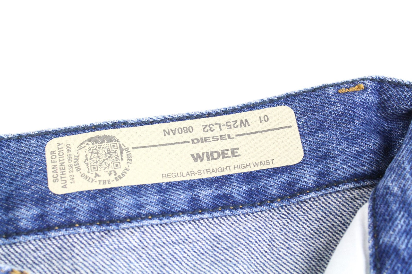 DIESEL Widee 080AN Women Jeans W25/L32 Straight Blue Pure Cotton High Waisted