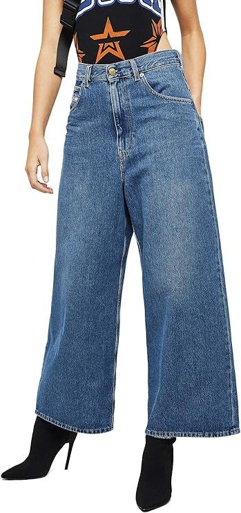 DIESEL Widee 080AN Women Jeans W25/L32 Straight Blue Pure Cotton High Waist
