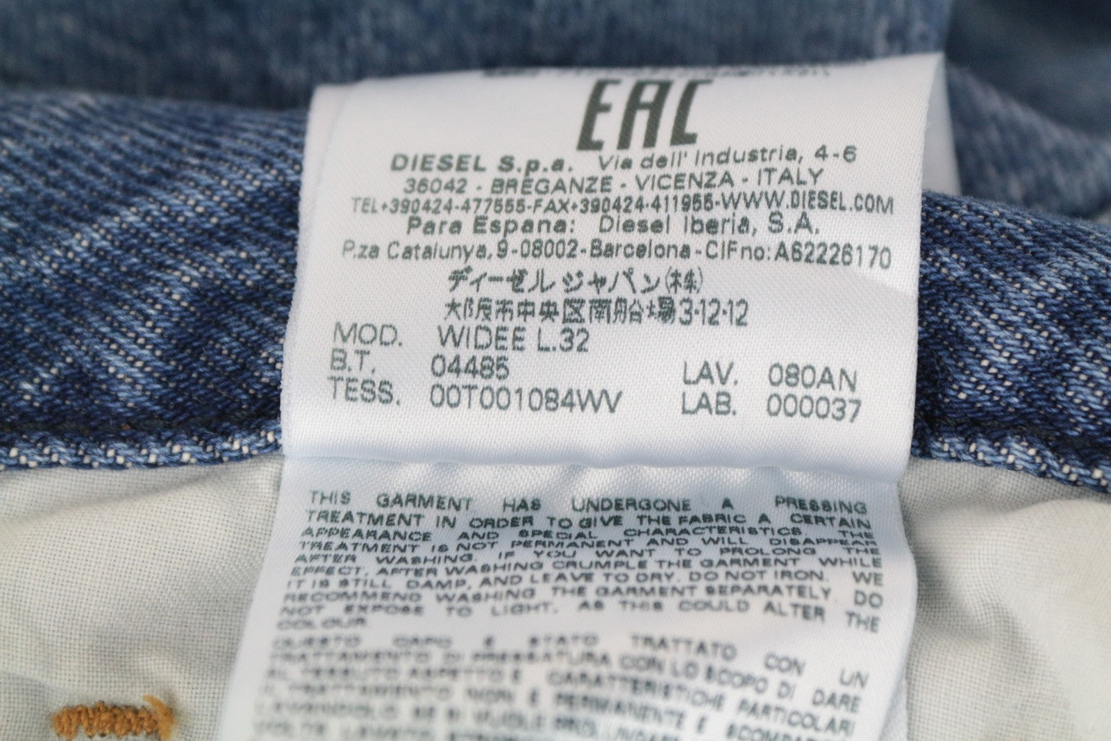 DIESEL Widee 080AN Women Jeans W25/L32 Straight Blue Pure Cotton High Waist
