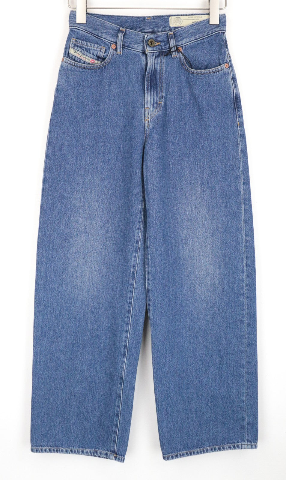 DIESEL Widee 080AN Women Jeans W25/L32 Straight Blue Pure Cotton High Waist