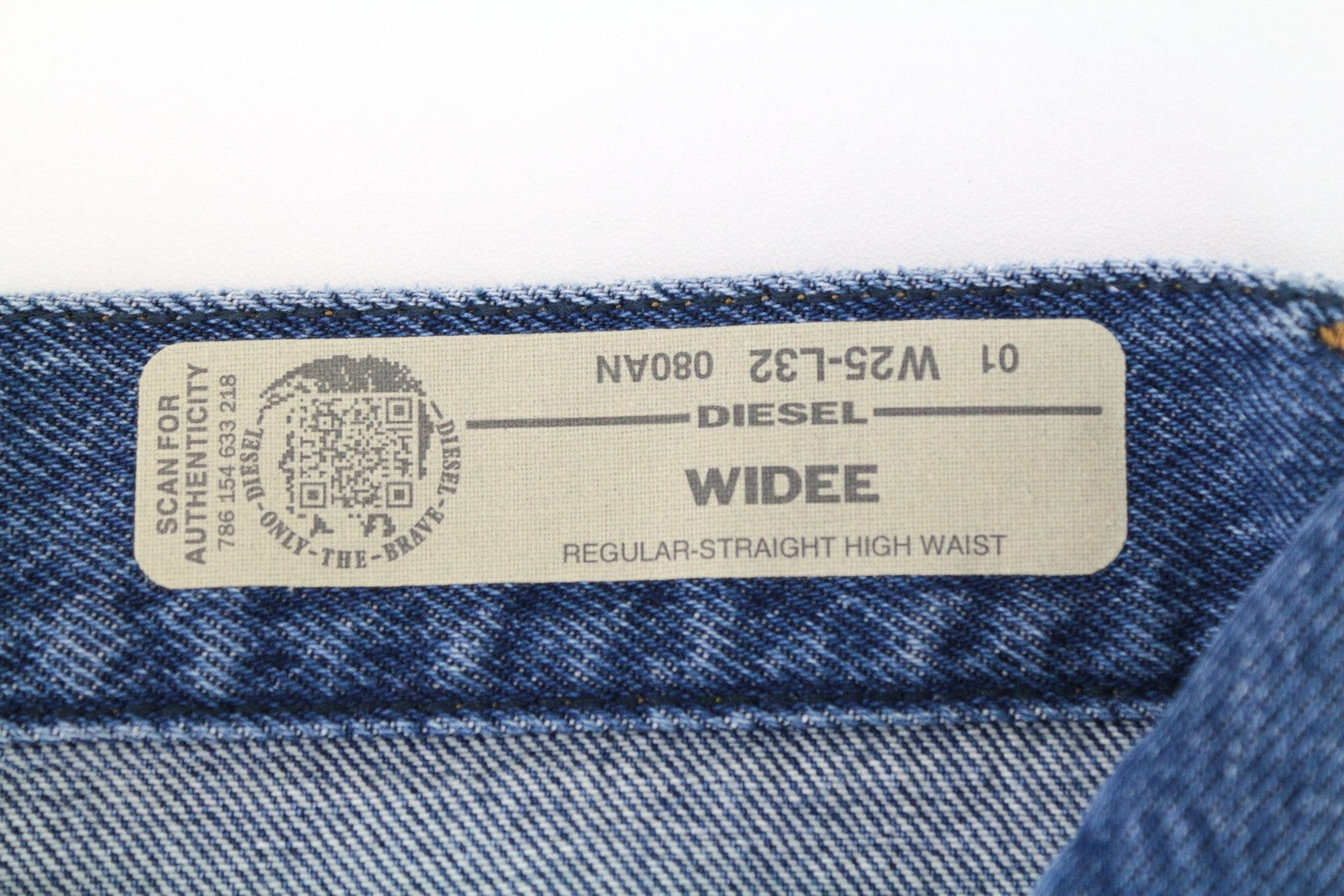DIESEL Widee 080AN Women Jeans W25/L32 Straight Blue Pure Cotton High Waist