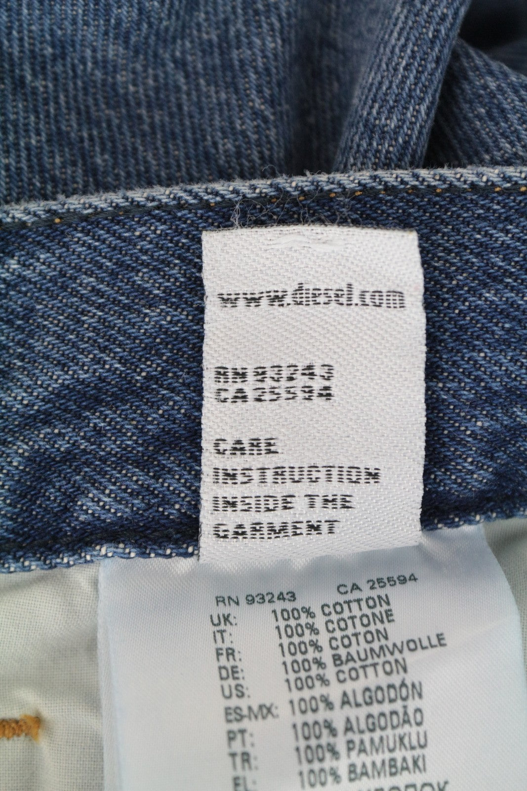 DIESEL Widee 080AN Women Jeans W25/L32 Straight Blue Pure Cotton High Waist