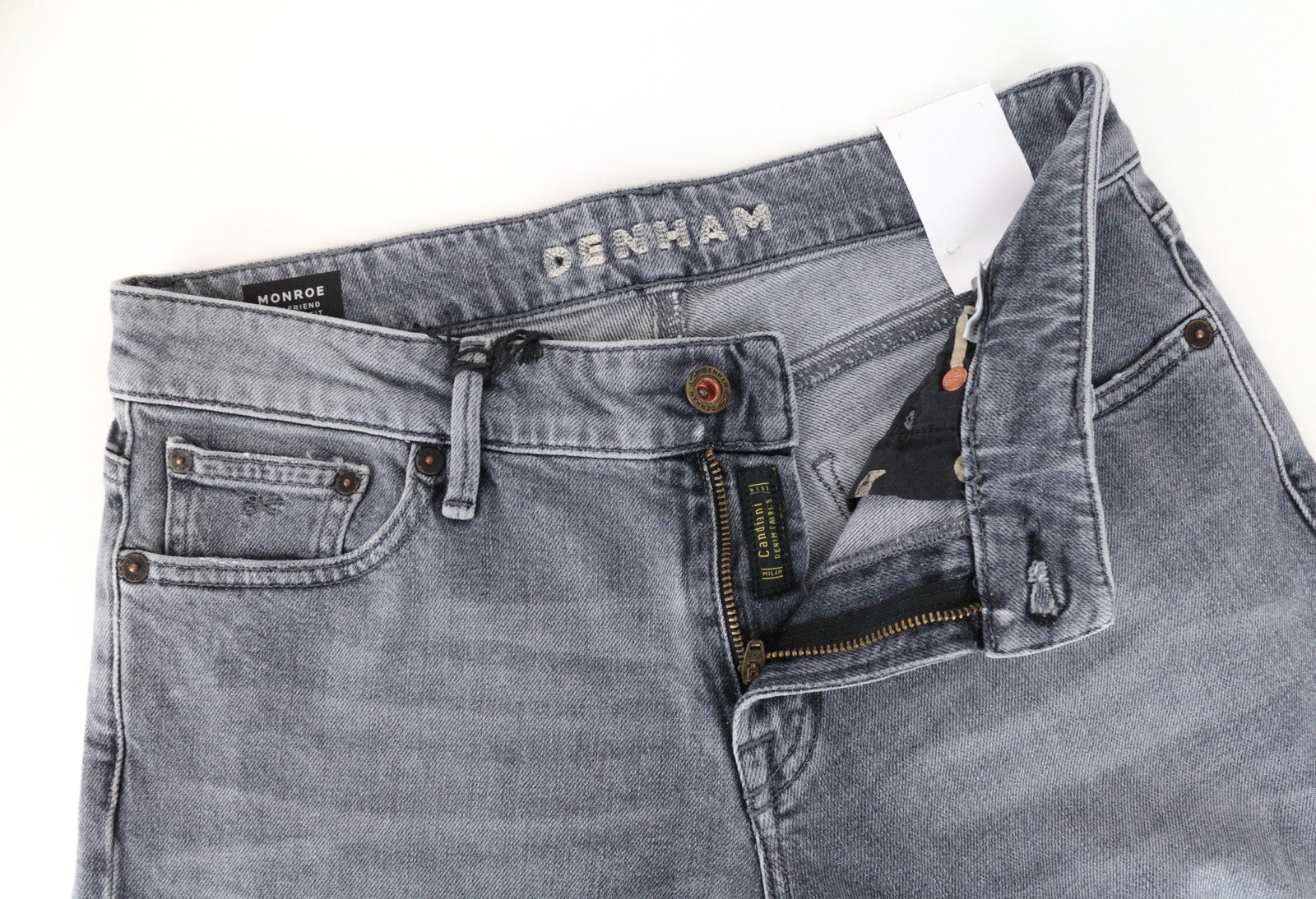 DENHAM Monroe Women Jeans W26 Girlfriend Fit Distressed Blue Cotton Stretch