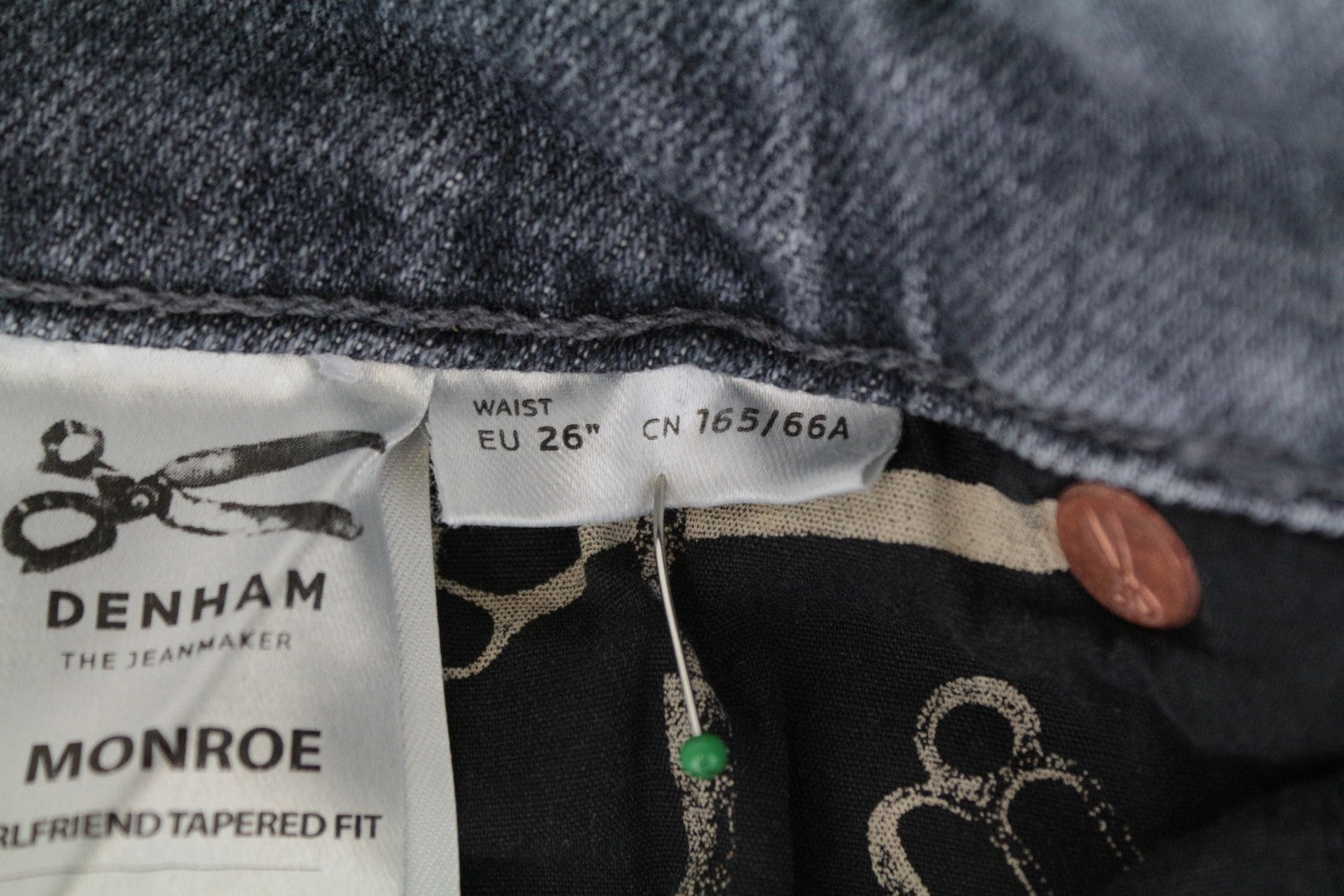 DENHAM Monroe Women Jeans W26 Girlfriend Fit Distressed Blue Cotton Stretch