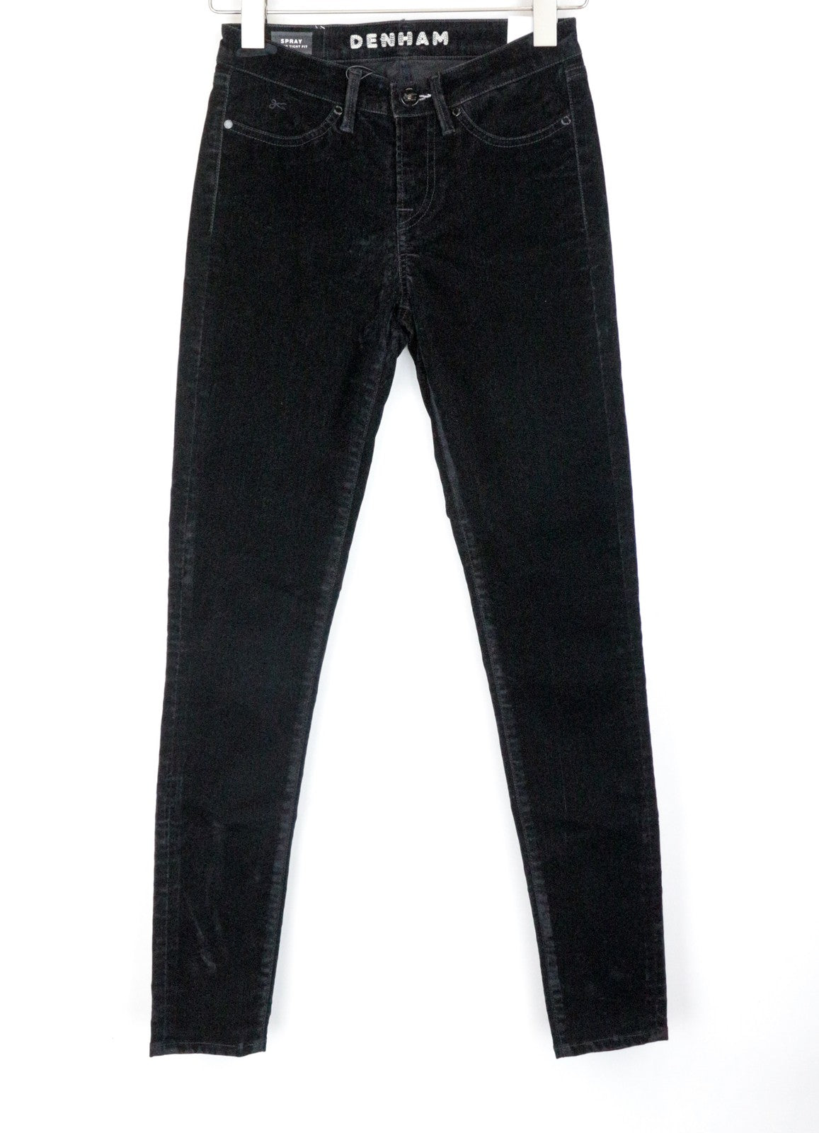 DENHAM Spray Women Trousers W25/L30 Black Cotton Stretch Super Tight Fit