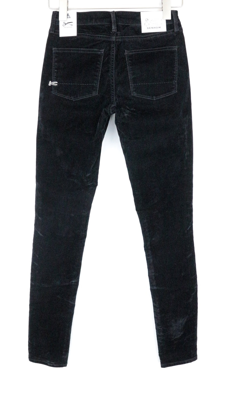 DENHAM Spray Women Trousers W25/L30 Black Cotton Stretch Super Tight Fit