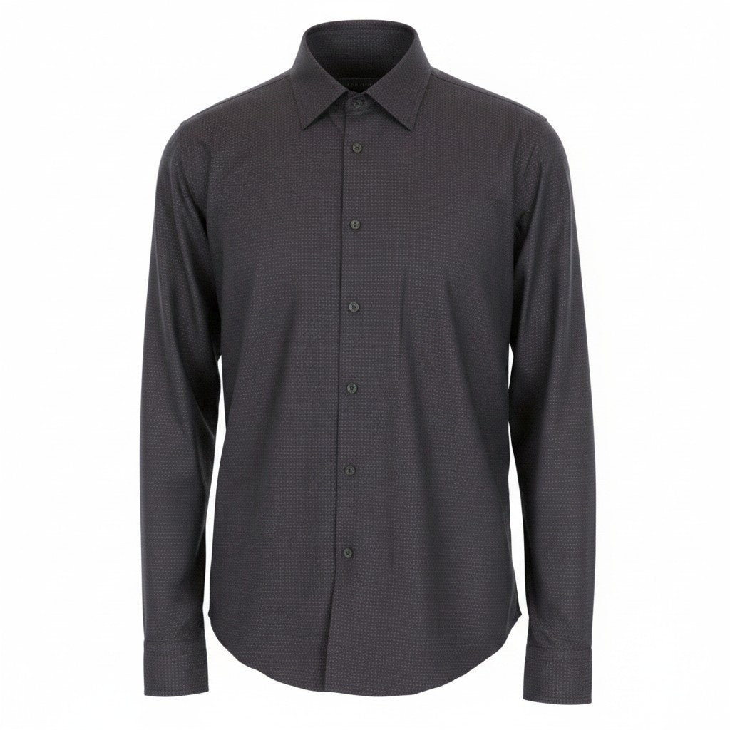 RICHMOND Men Shirt M/L Navy Pure Cotton Dot Patterned Long Sleeve Button-Up