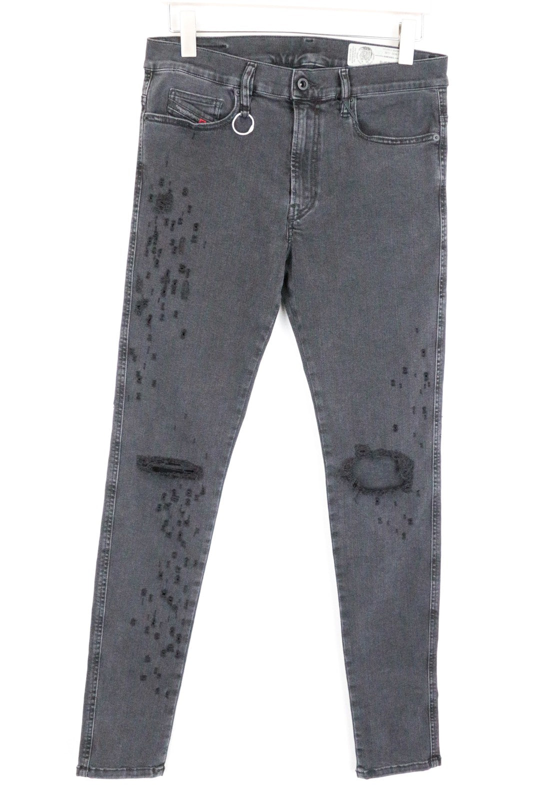 DIESEL D-Istort 085AW Men Jeans W32/L32 Super-Skinny Ripped Grey Cotton Stretch