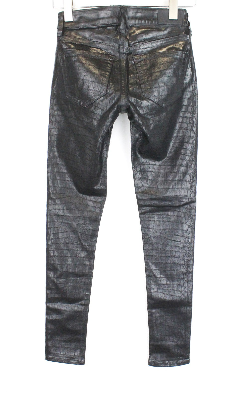 DIESEL Slandy-SP4 0094S Women Jeans W24/L30 Super Skinny Black Coated Girls