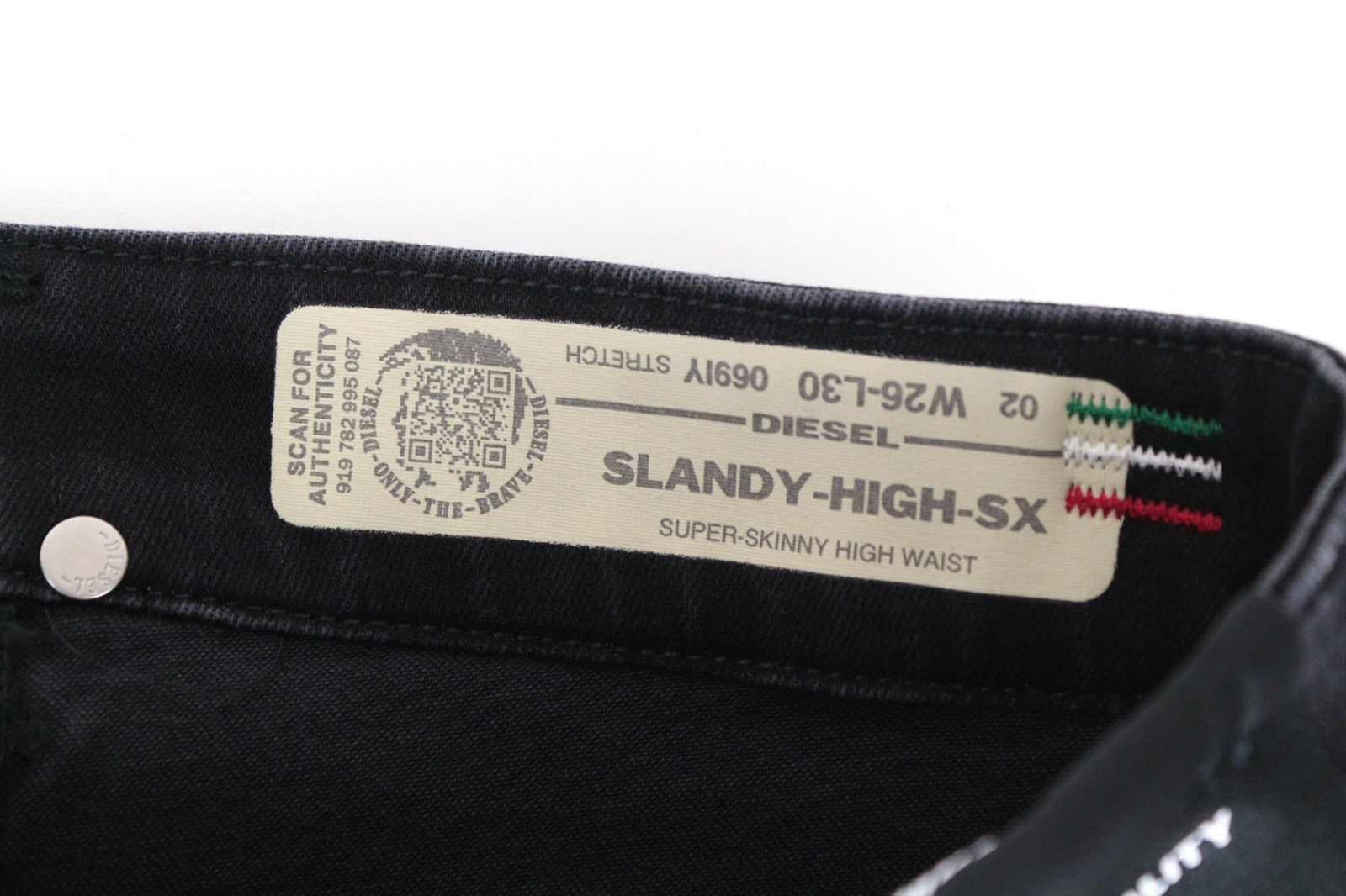 DIESEL Slandy-High-SX 069IY Women Jeans W26/L30 Denim Patterned Super Skinny