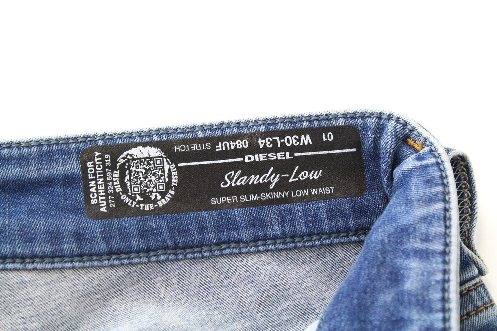 DIESEL Slandy-Low 084UF D.N.A. Women Jeans W30/L34 Distressed Super Skinny Blue