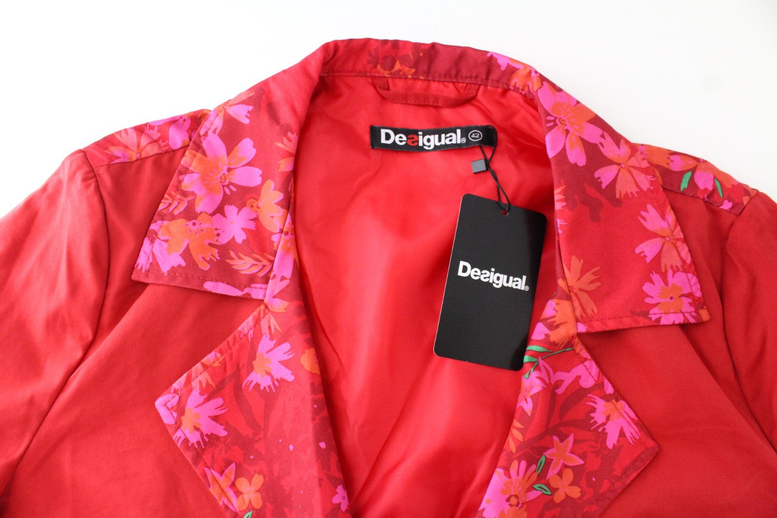 DESIGUAL Chaq Delphine Women Jacket 42 Mid-Length Lined Flower Patterned