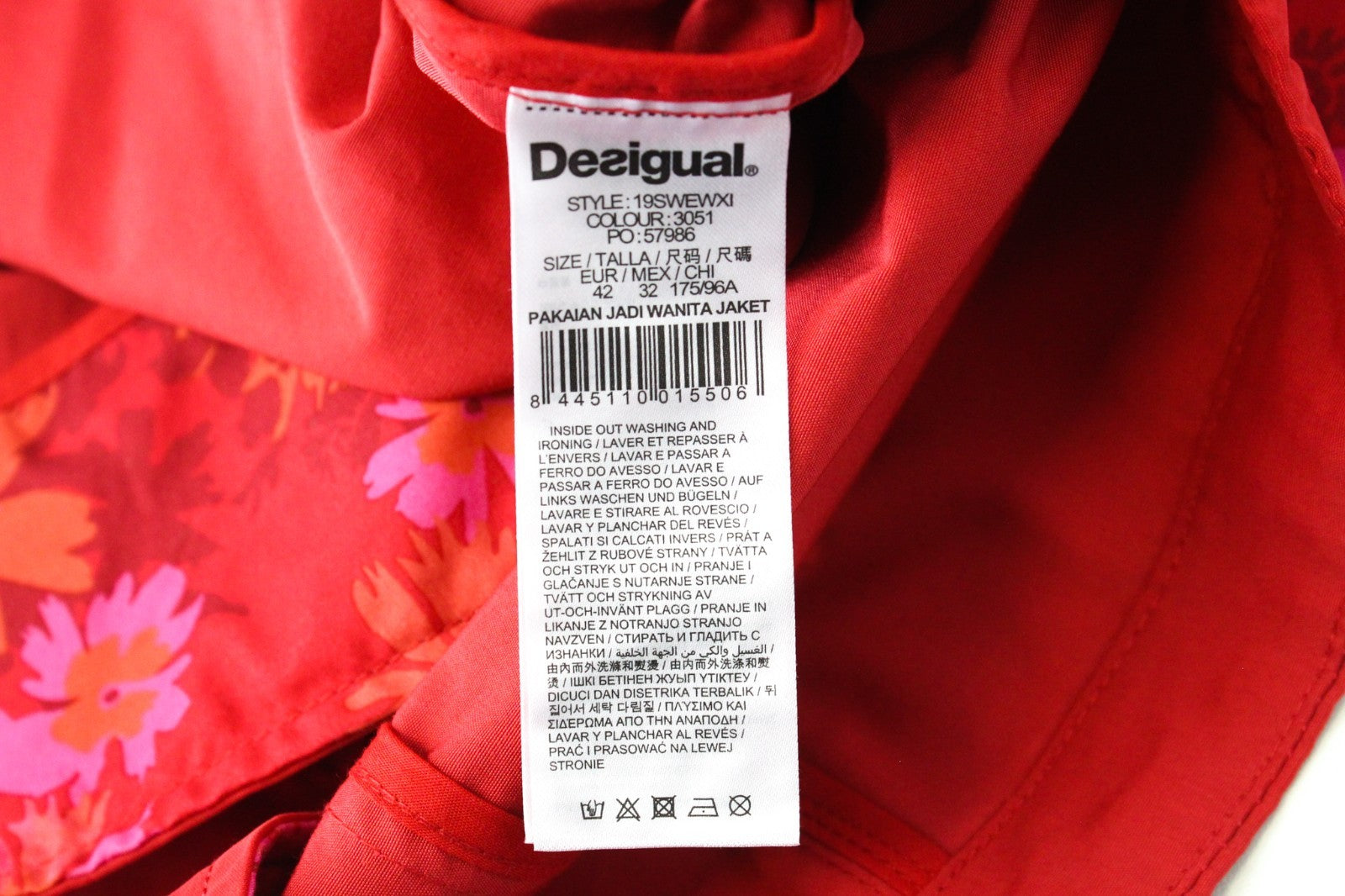 DESIGUAL Chaq Delphine Women Jacket 42 Mid-Length Lined Flower Patterned