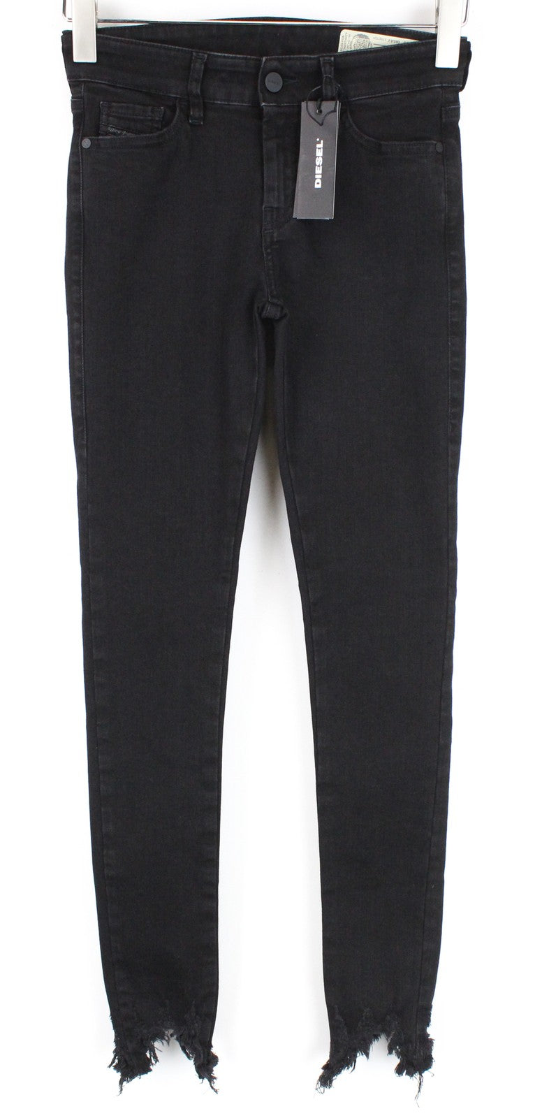 DIESEL Slandy 085AV Women Jeans W25/L30 Super Slim Skinny Fit Distressed Hems