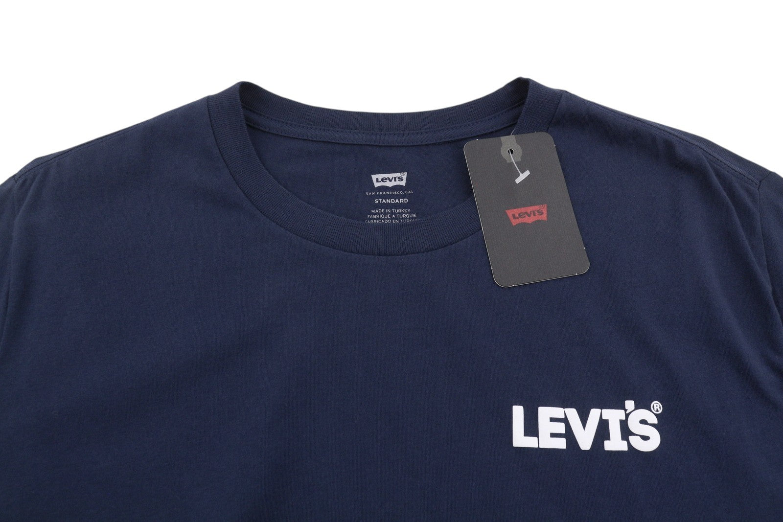 LEVI'S Standard Men T-Shirt L Dark Blue Tricot Cotton Crew Neck Short Sleeve
