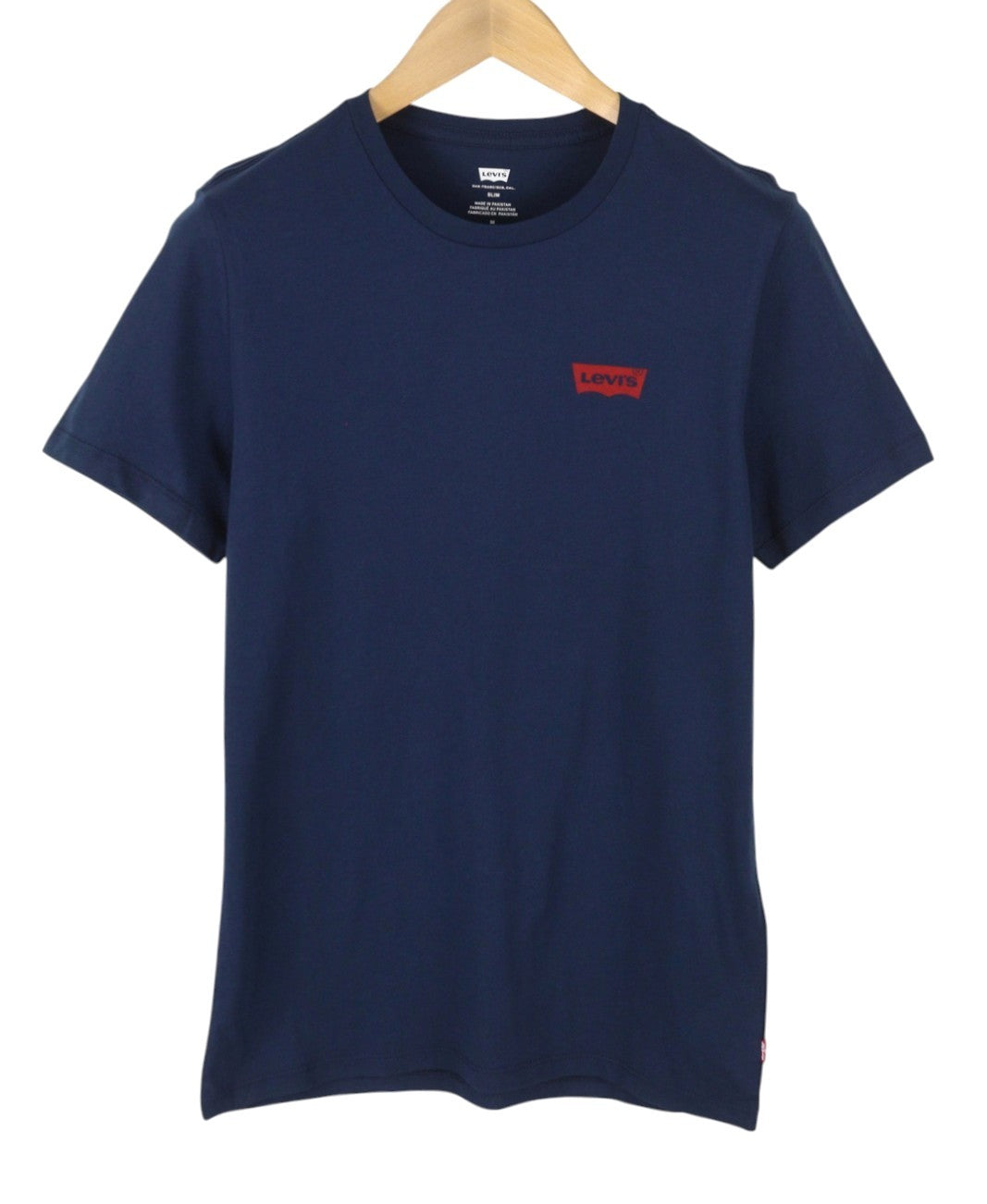LEVI'S Slim Men T-Shirt M Dark Blue Tricot Cotton Crew Neck Short Sleeve