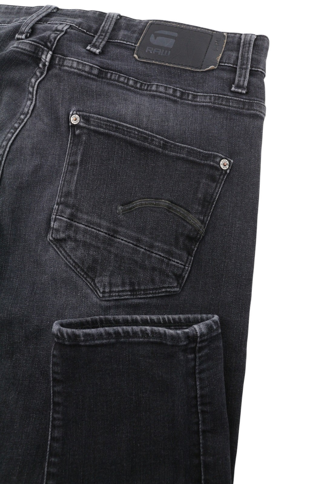 G-STAR Revend Skinny Men Jeans W30/L32 Black Whiskers Faded Zip Fly Denim