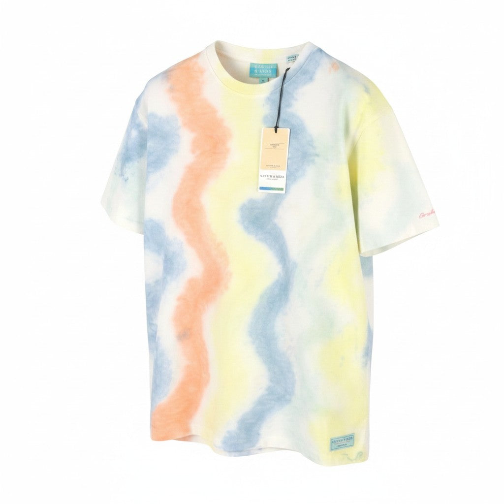 SCOTCH & SODA Men T-Shirt M Multicolour Spiral Dye Cotton Tricot Short Sleeve