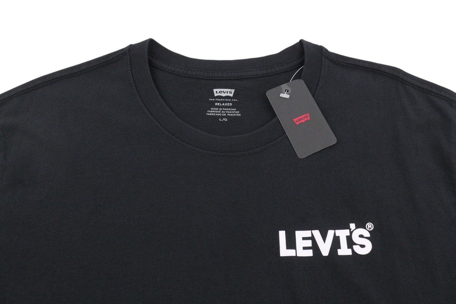 LEVI'S Relaxed Men T-Shirt L Black Tricot Cotton Crew Neck Short Sleeve