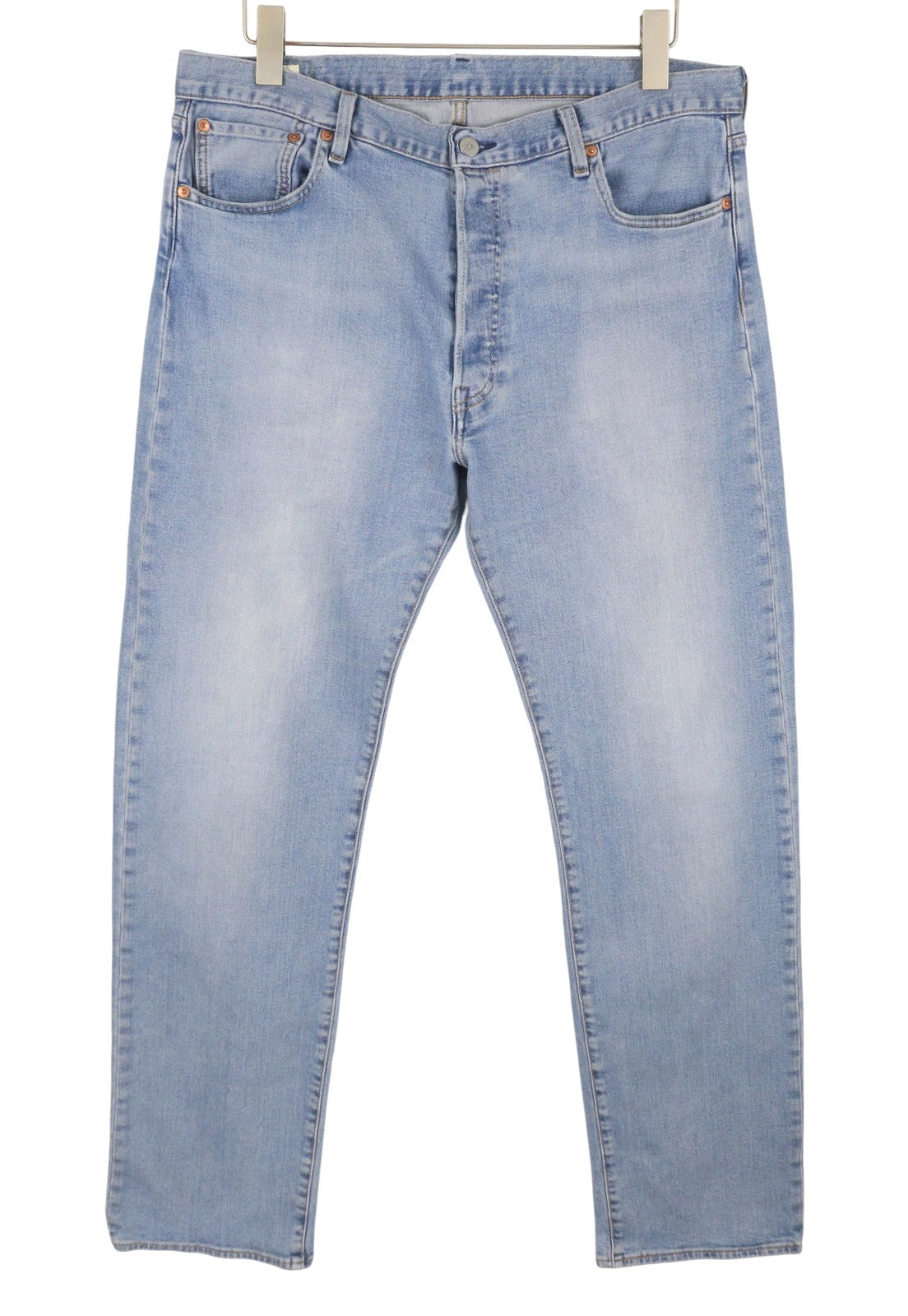 LEVI'S 501 Men Jeans W36/L34 Blue Faded Straight Fit Button Fly Premium Big E