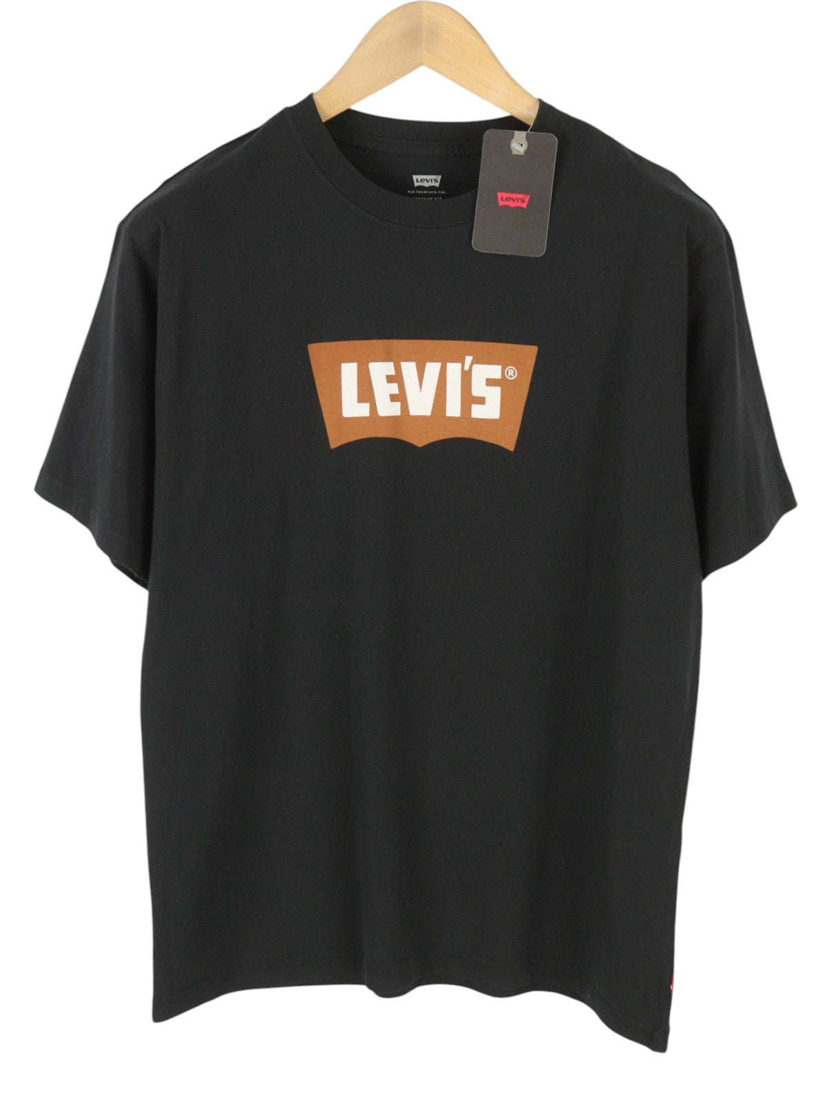 LEVI'S Vintage Fit Men T-Shirt M Black Tricot Cotton Crew Neck Short Sleeve