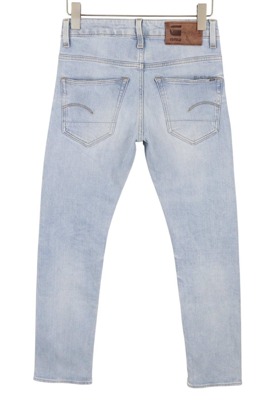 G-STAR 3301 Straight Men Jeans W29/L32 Blue Whiskers Faded Button Fly