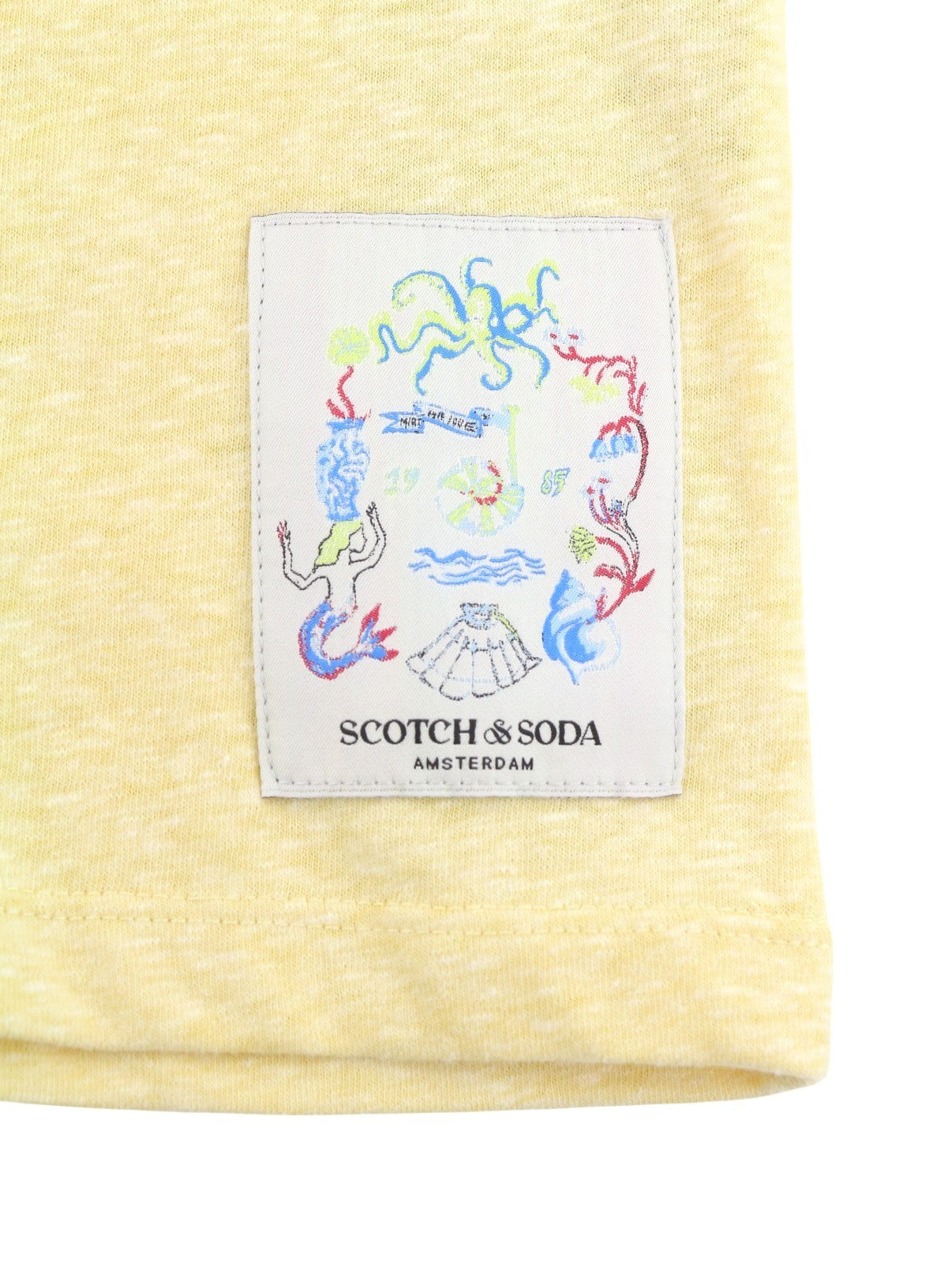SCOTCH & SODA Men T-Shirt M Yellow Melange Tricot Crew Neck Short Sleeve