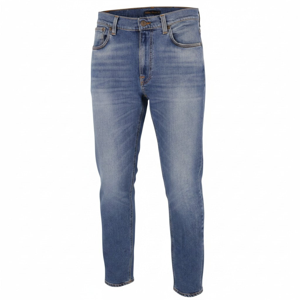 NUDIE JEANS Lean Dean Indigo Spirit Men Jeans W34/L34 Blue Whiskers Faded Slim