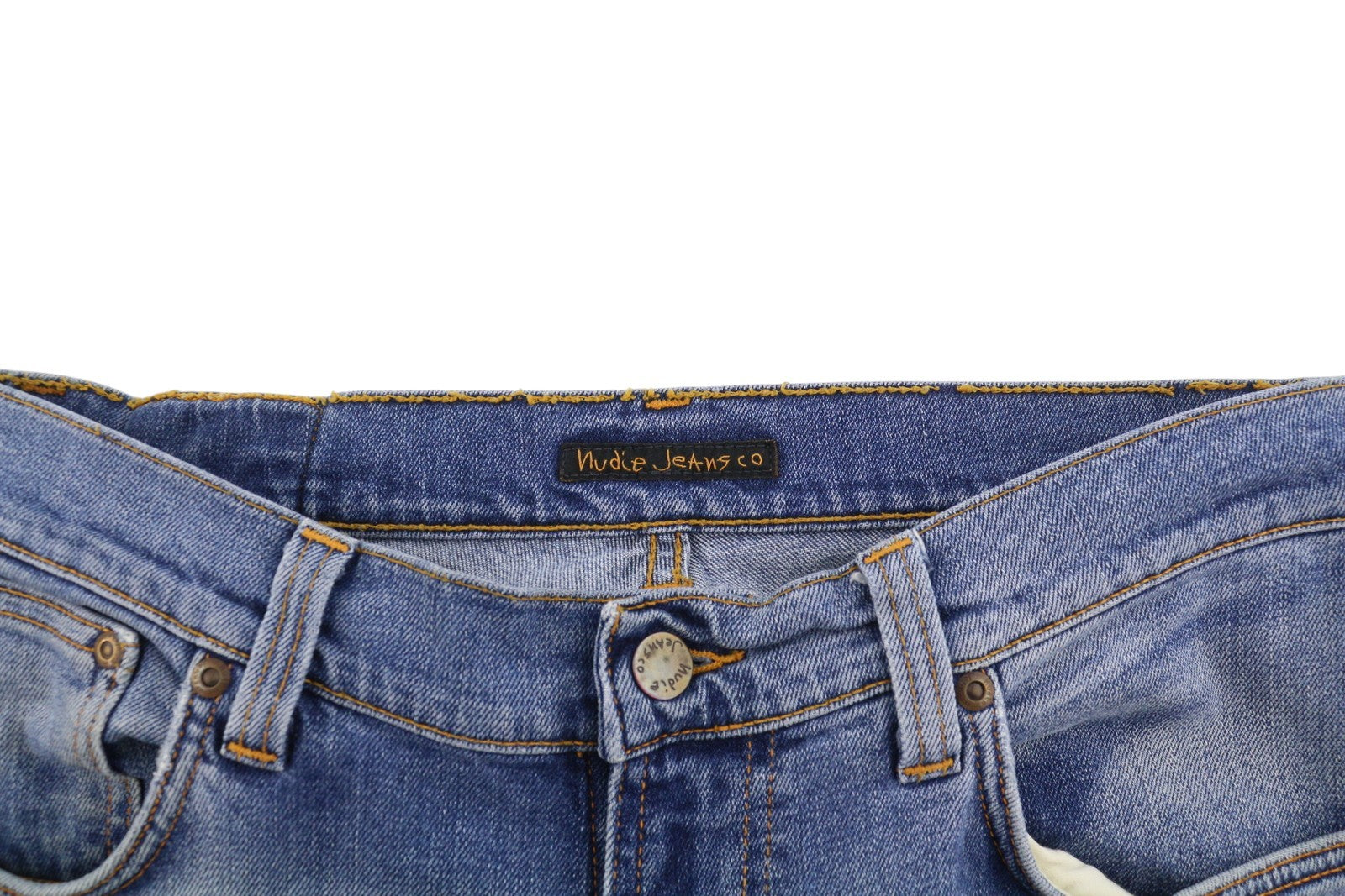 NUDIE JEANS Lean Dean Indigo Spirit Men Jeans W34/L34 Blue Whiskers Faded Slim