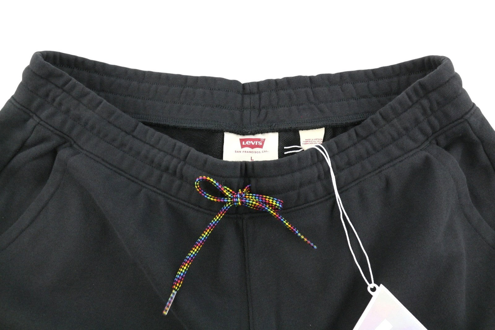 LEVI'S Pride Graphic Men Shorts L Dark Grey Drawstring Waist Tricot Unisex