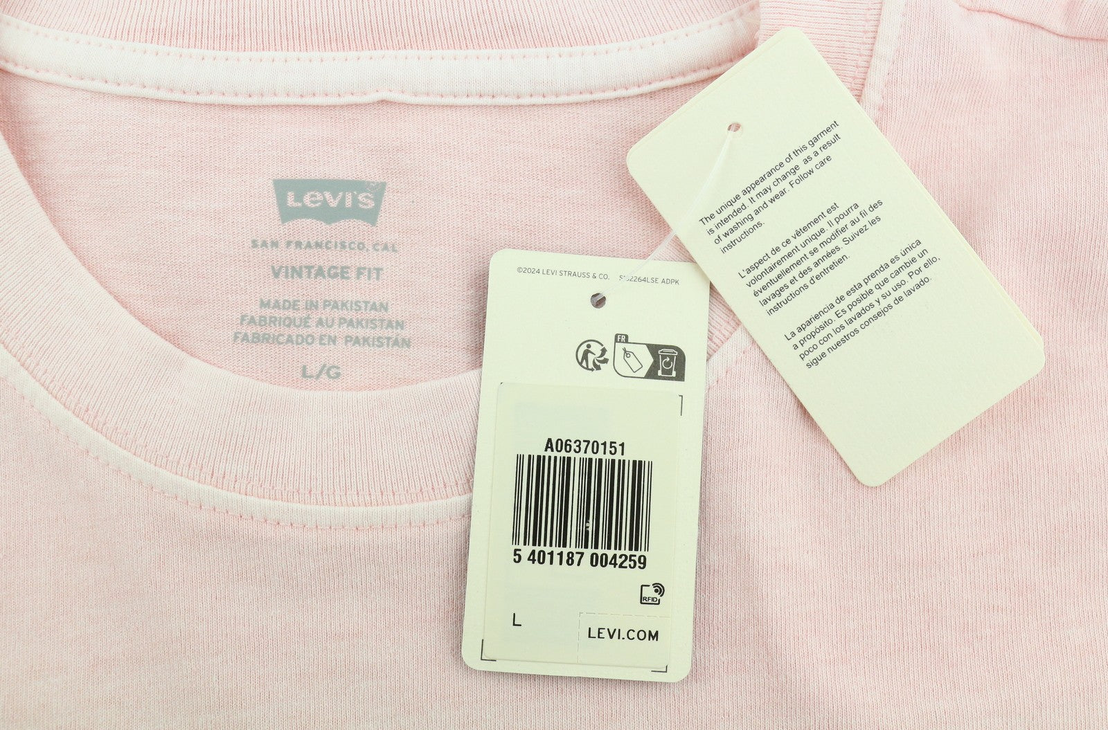 LEVI'S Vintage Fit Men T-Shirt L Pink Melange Tricot Crew Short Sleeve