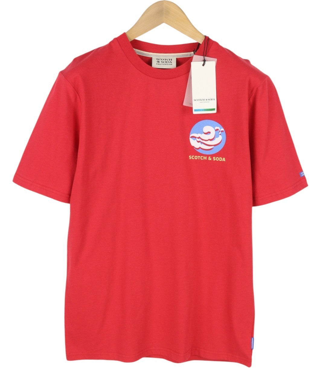 SCOTCH & SODA Men T-Shirt M Red Organic Tricot Crew Neck Short Sleeve