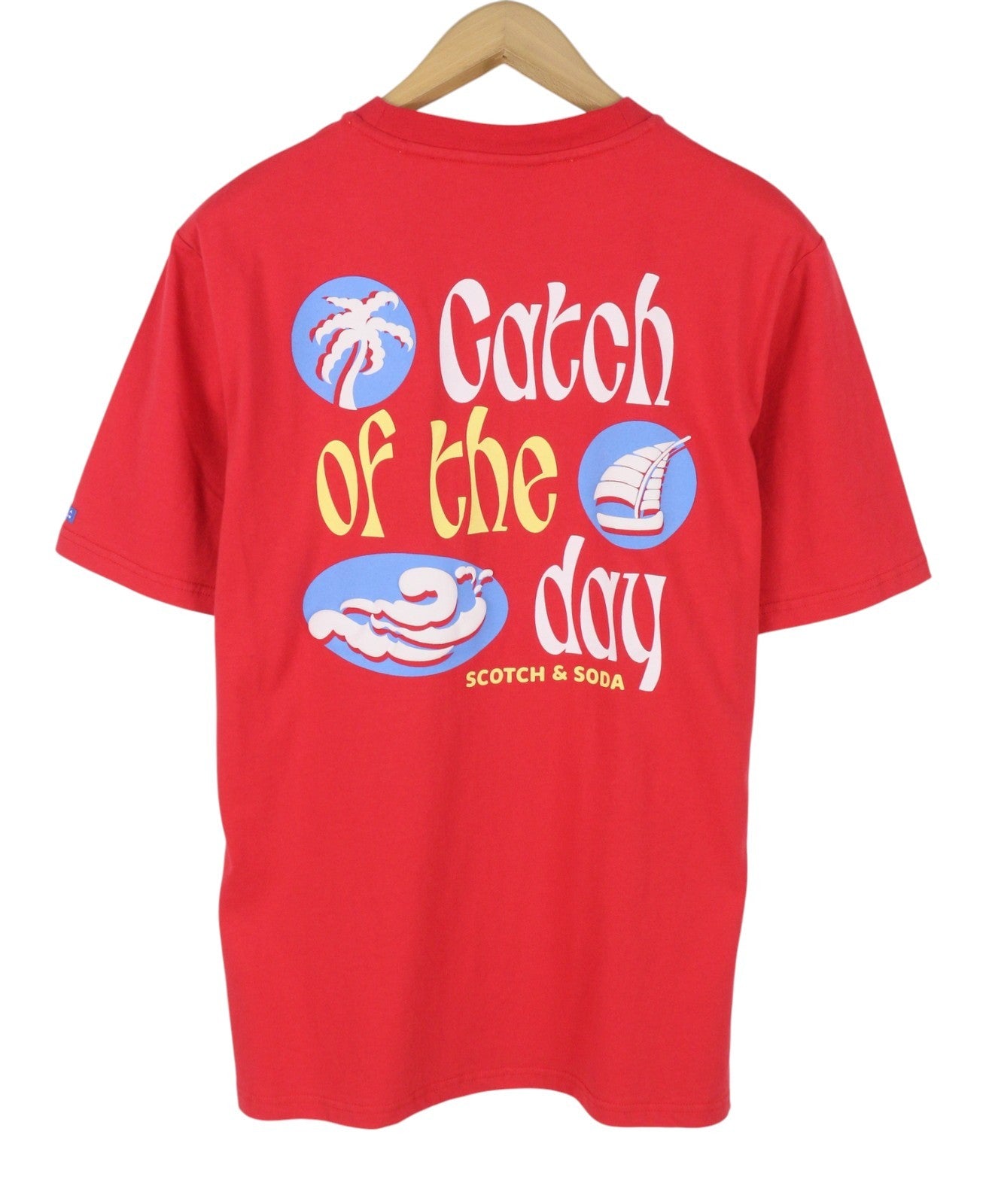 SCOTCH & SODA Men T-Shirt M Red Organic Tricot Crew Neck Short Sleeve