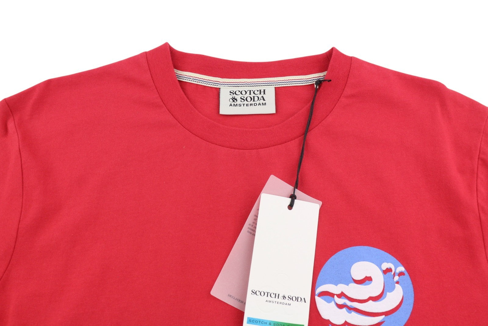 SCOTCH & SODA Men T-Shirt M Red Organic Tricot Crew Neck Short Sleeve