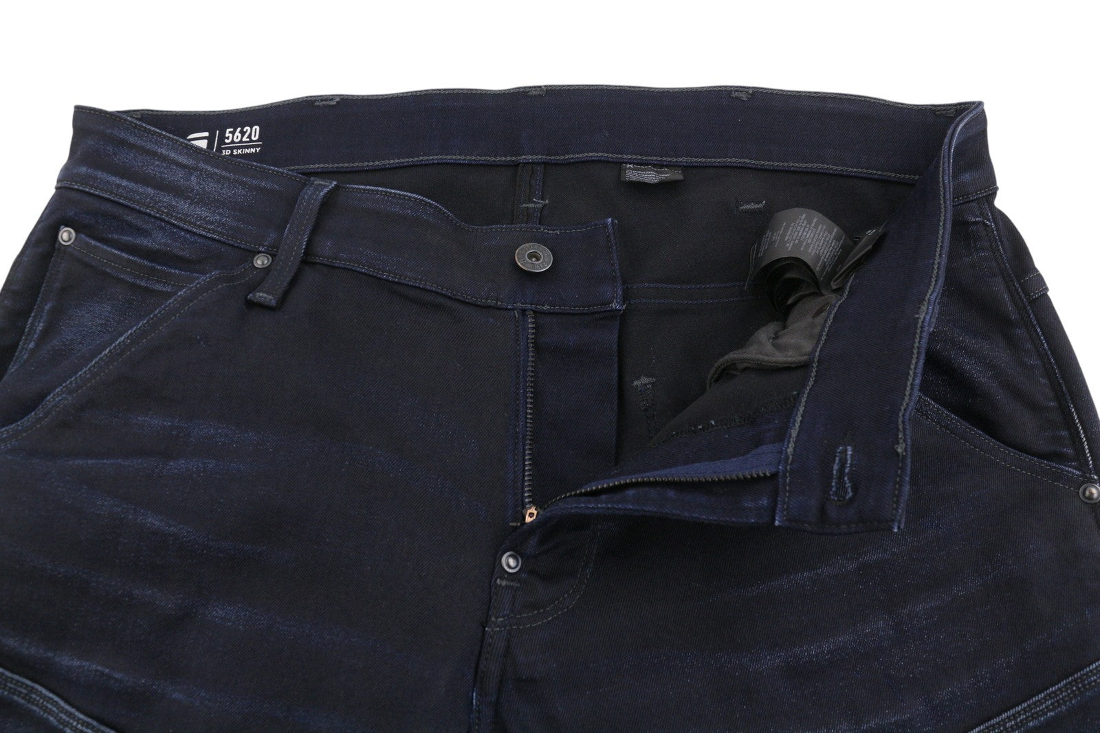 G-STAR 5620 3D Skinny Men Jeans W36/L34 Blue Whiskers Faded Zip Fly