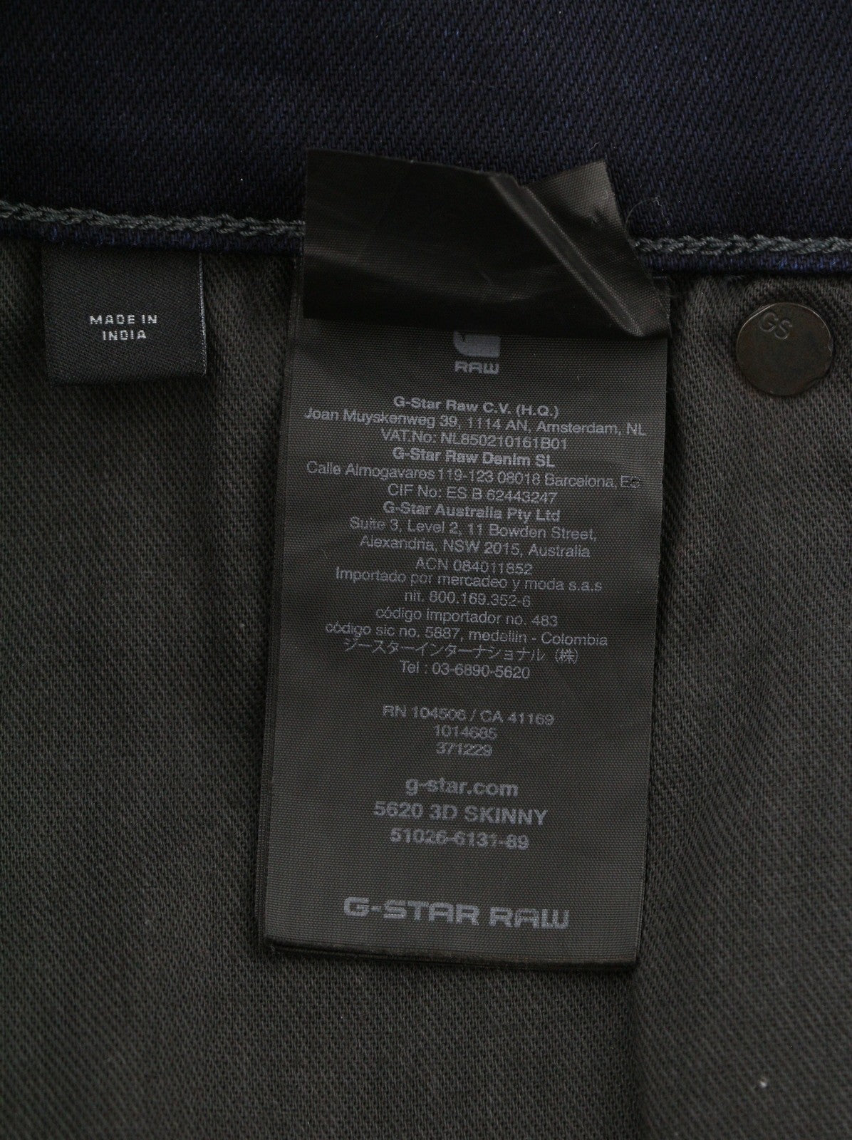 G-STAR 5620 3D Skinny Men Jeans W36/L34 Blue Whiskers Faded Zip Fly