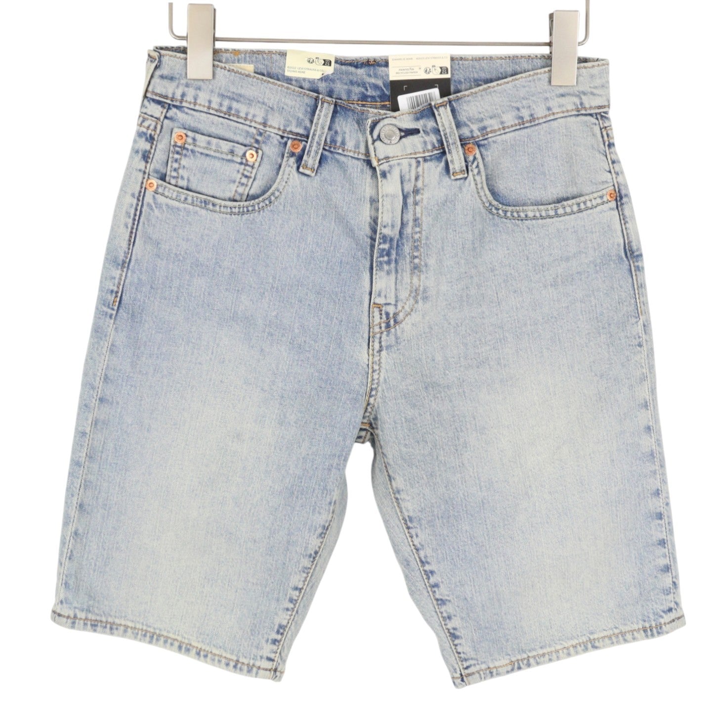 LEVI'S 405 Men Shorts W29 Denim Blue Faded Zip Fly Premium Big E