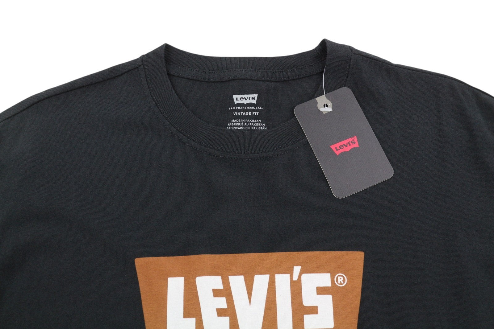 LEVI'S Vintage Fit Men T-Shirt S Black Tricot Cotton Crew Neck Short Sleeve