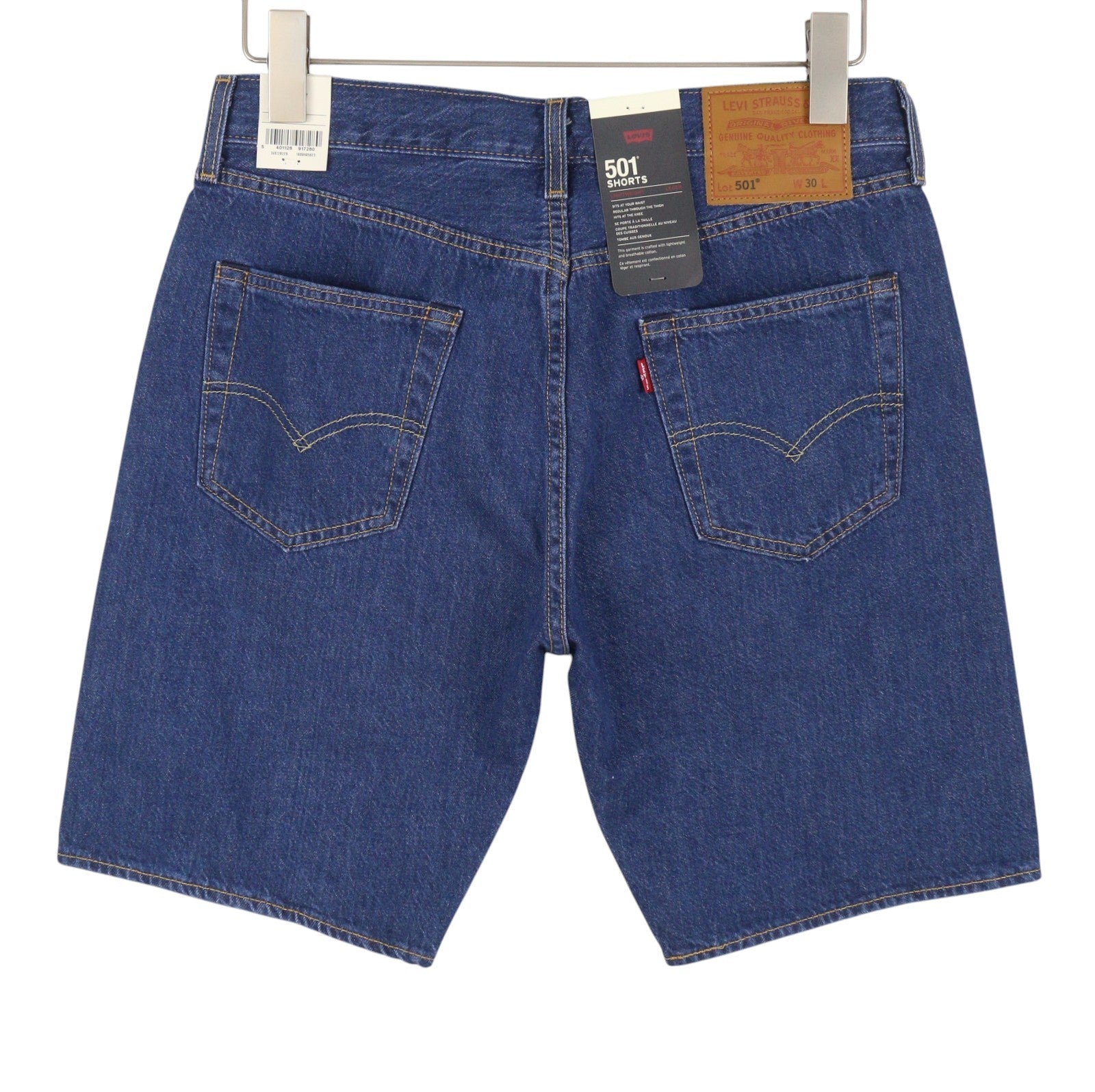 LEVI'S 501 Men Shorts W30 Denim Blue Button Fly Premium Big E