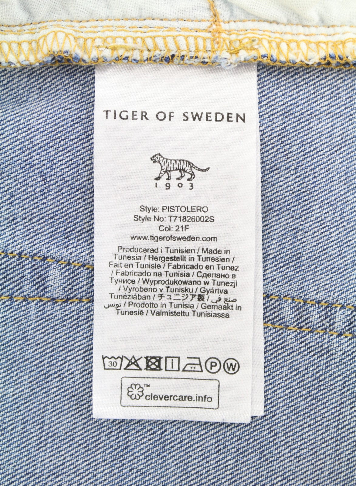 TIGER OF SWEDEN Pistolero Dallas Men Jeans W32/L34 Blue Whiskers Faded Slim Fit