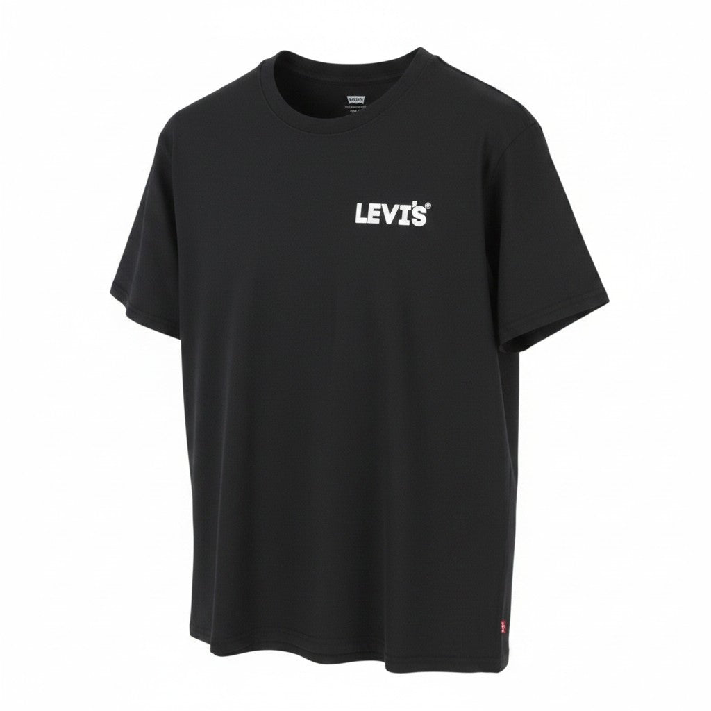 LEVI'S Relaxed Men T-Shirt 2XL Black Tricot Cotton Crew Neck Short Sleeve