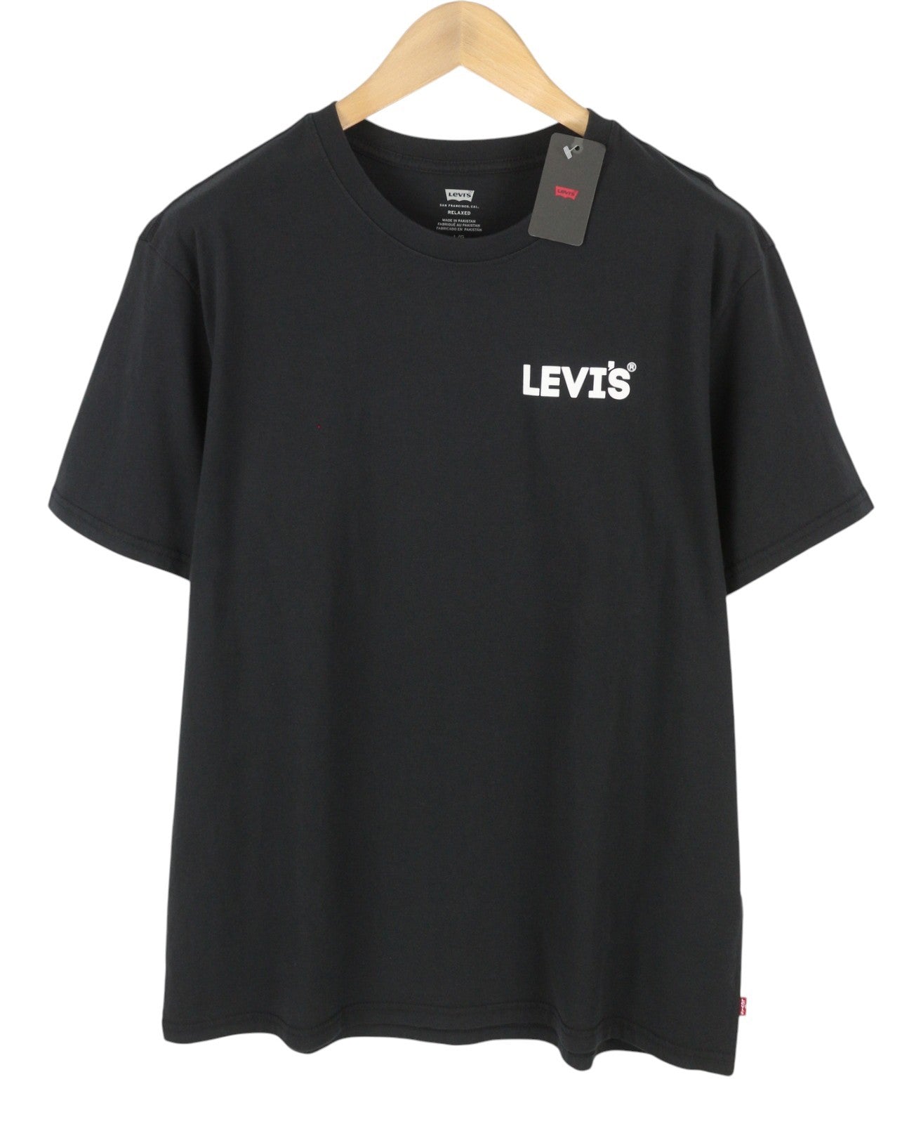 LEVI'S Relaxed Men T-Shirt 2XL Black Tricot Cotton Crew Neck Short Sleeve