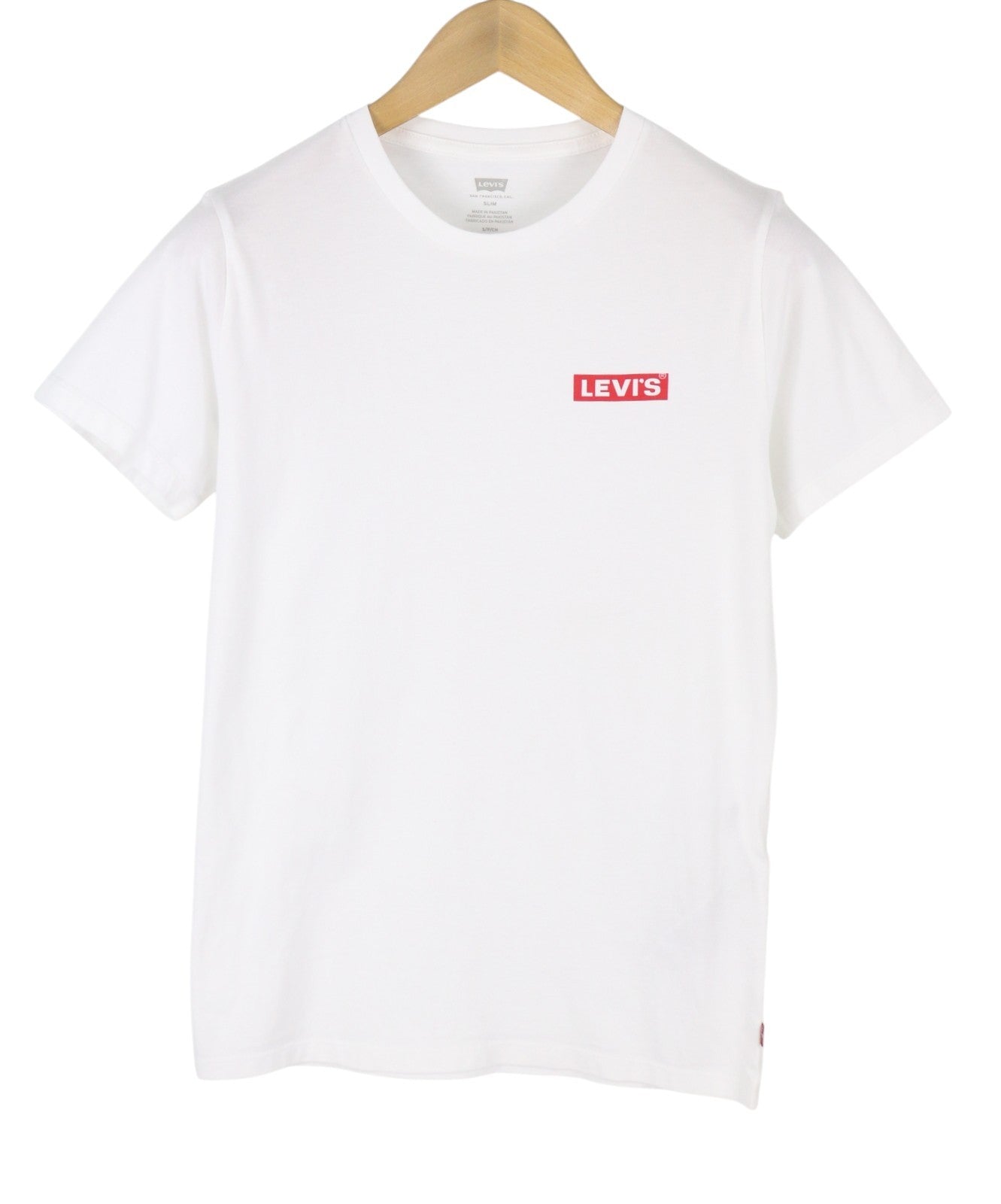LEVI'S Slim Men T-Shirt S White Cotton Tricot Crew Short Sleeved