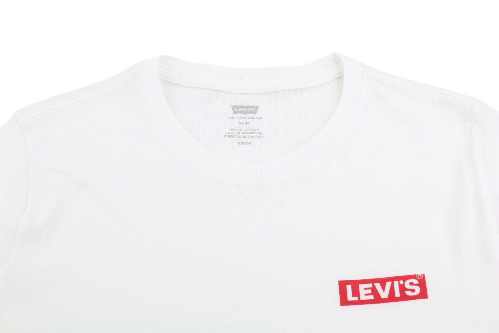 LEVI'S Slim Men T-Shirt S White Cotton Tricot Crew Short Sleeved