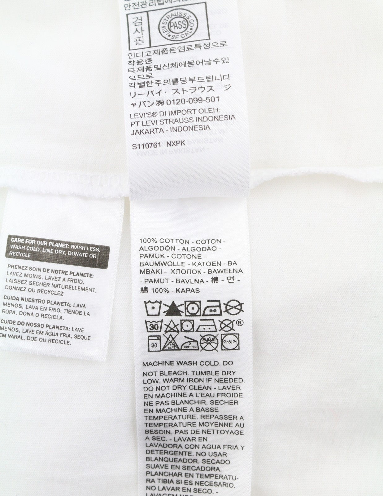 LEVI'S Slim Men T-Shirt S White Cotton Tricot Crew Short Sleeved