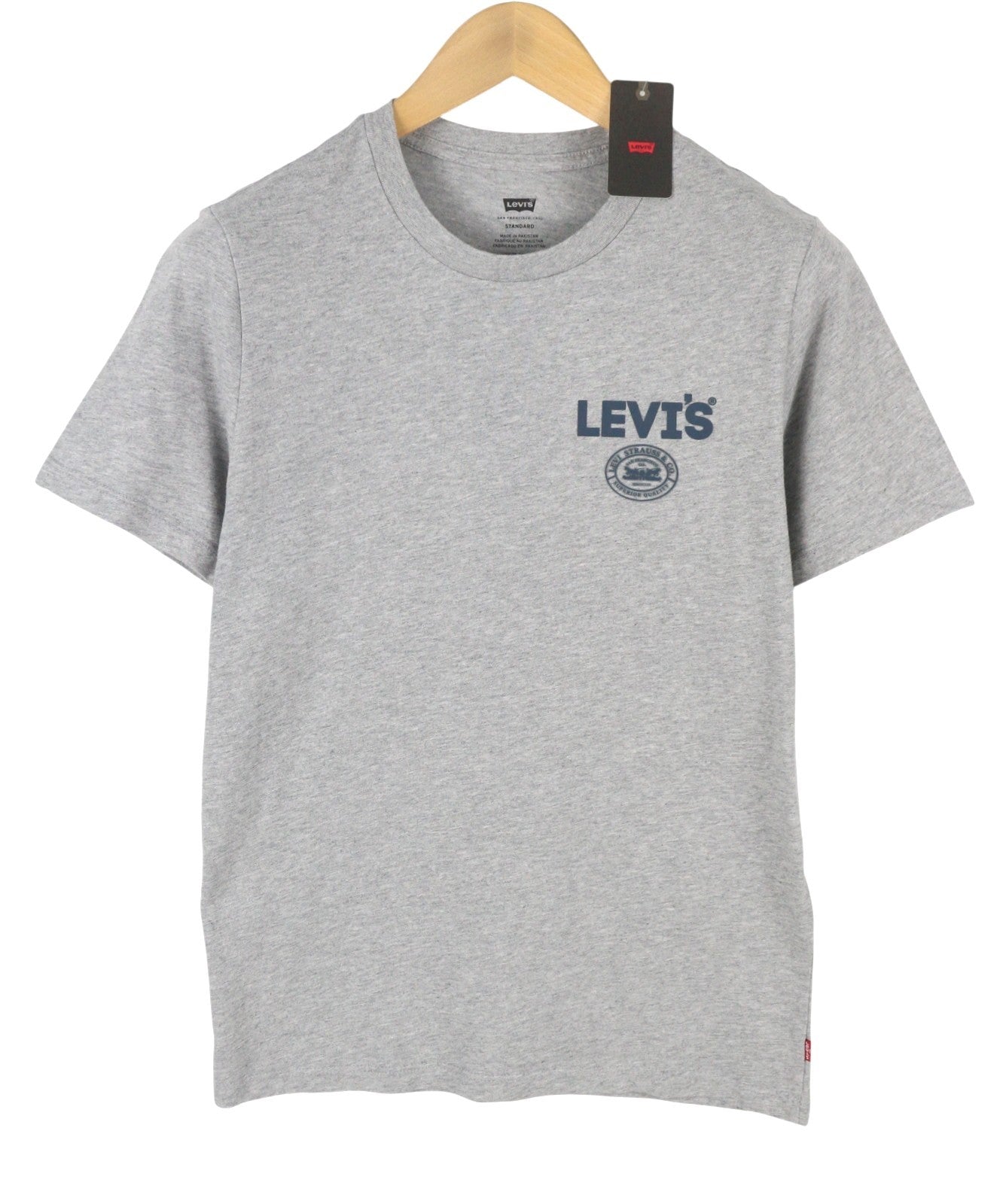 LEVI'S Standard Men T-Shirt XS Grey Melange Tricot Cotton Crew Neck Short Sleeve