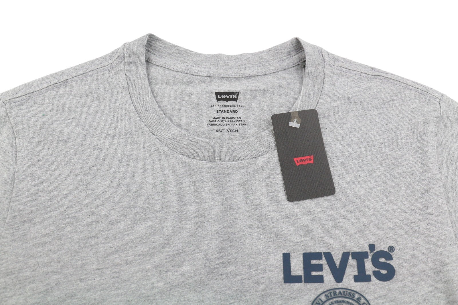 LEVI'S Standard Men T-Shirt XS Grey Melange Tricot Cotton Crew Neck Short Sleeve