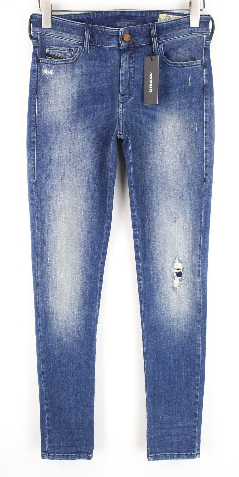 DIESEL Slandy 084MU Women Jeans W31/L32 Blue Super Slim Skinny Distressed