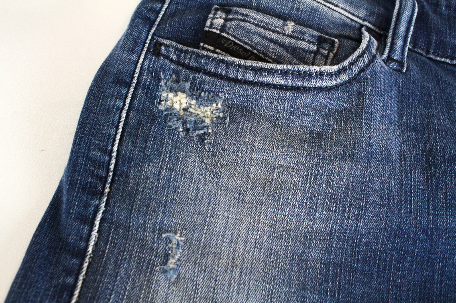 DIESEL Slandy 084MU Women Jeans W31/L32 Blue Super Slim Skinny Distressed
