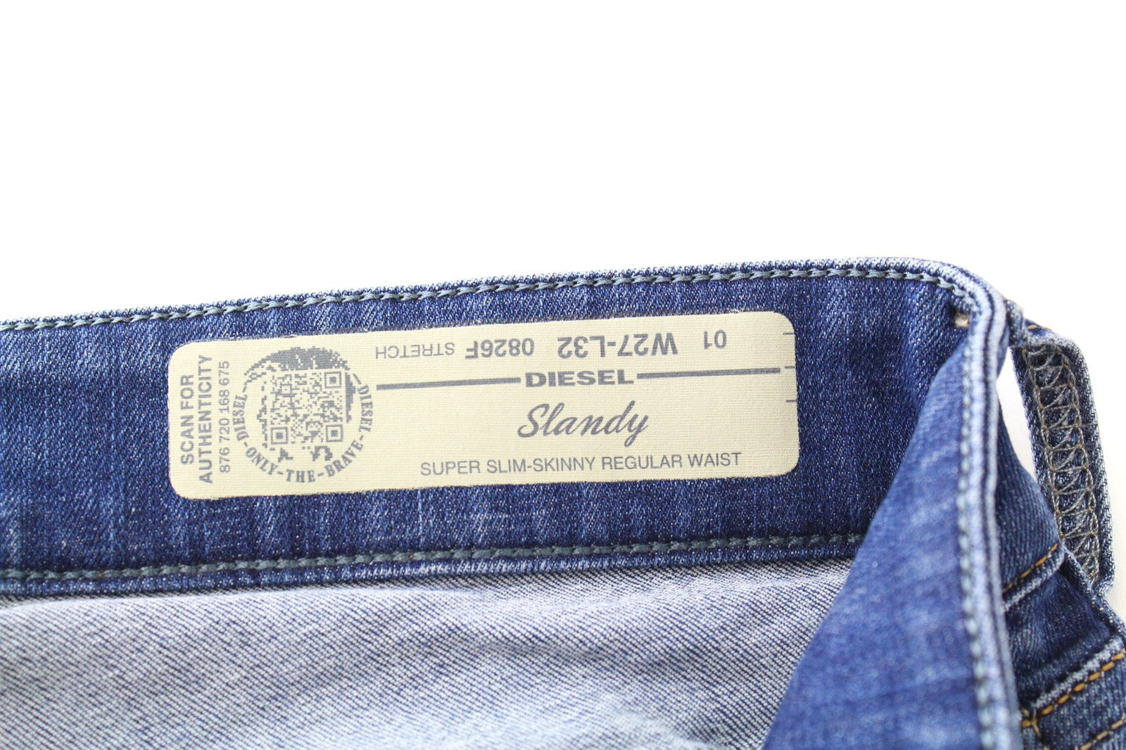 DIESEL Slandy 0826F Women Jeans W27/L32 Denim Blue Slim Skinny Regular Waist